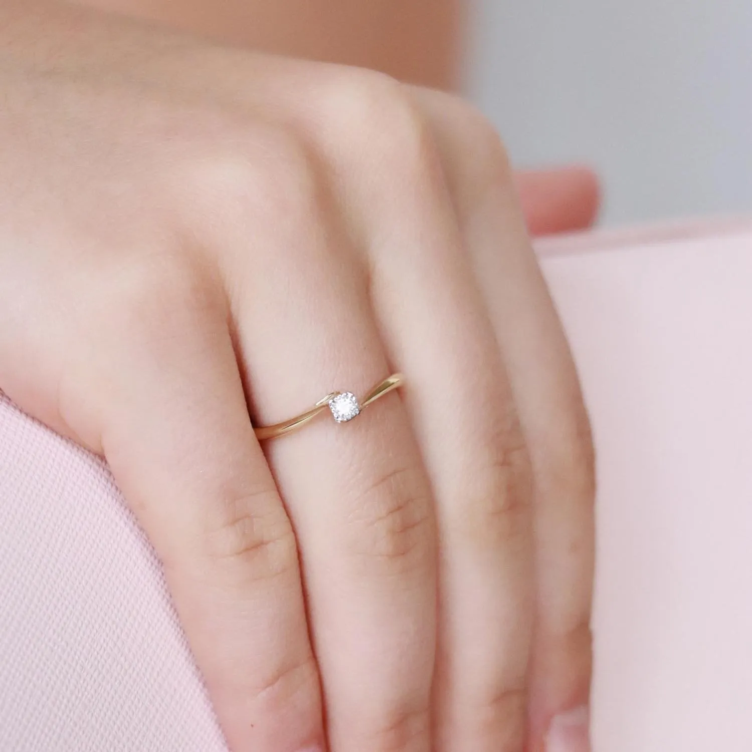 0.05ct Round Brilliant Cut Diamond Solitaire Engagement Ring In 9Ct Yellow Gold