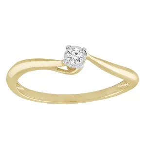 0.05ct Round Brilliant Cut Diamond Solitaire Engagement Ring In 9Ct Yellow Gold