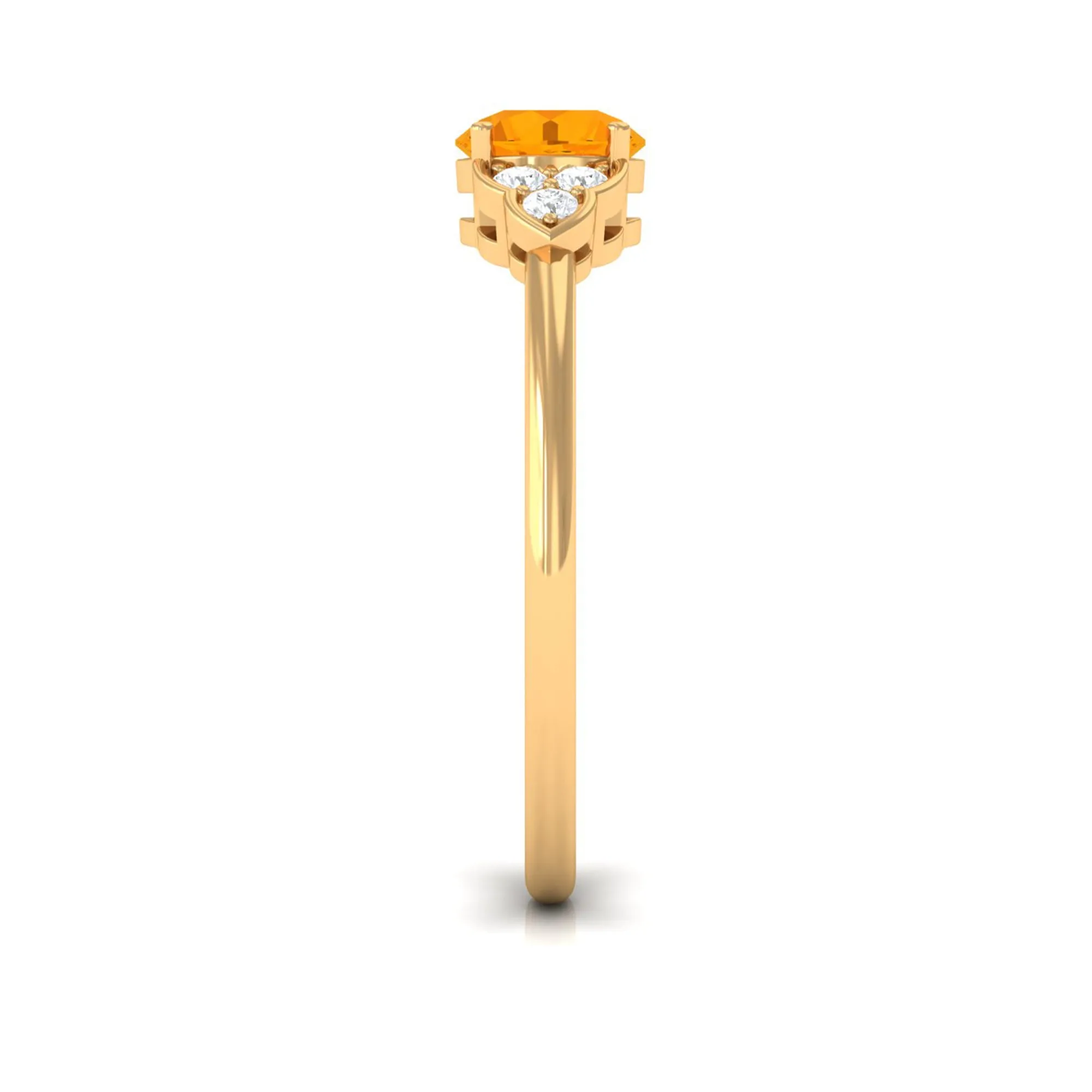 1 CT Fire Opal Engagement Ring with Diamond Trio
