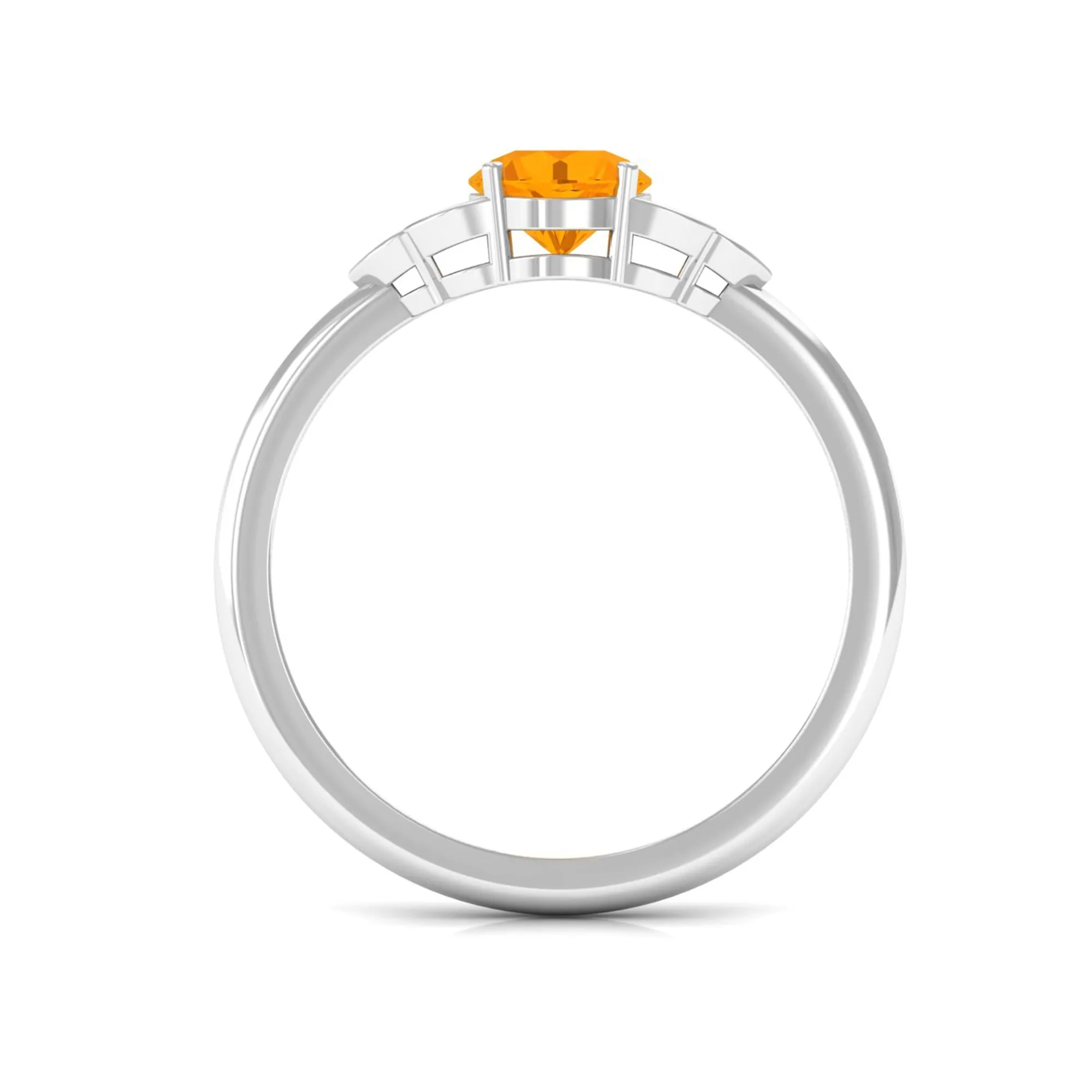 1 CT Fire Opal Engagement Ring with Diamond Trio