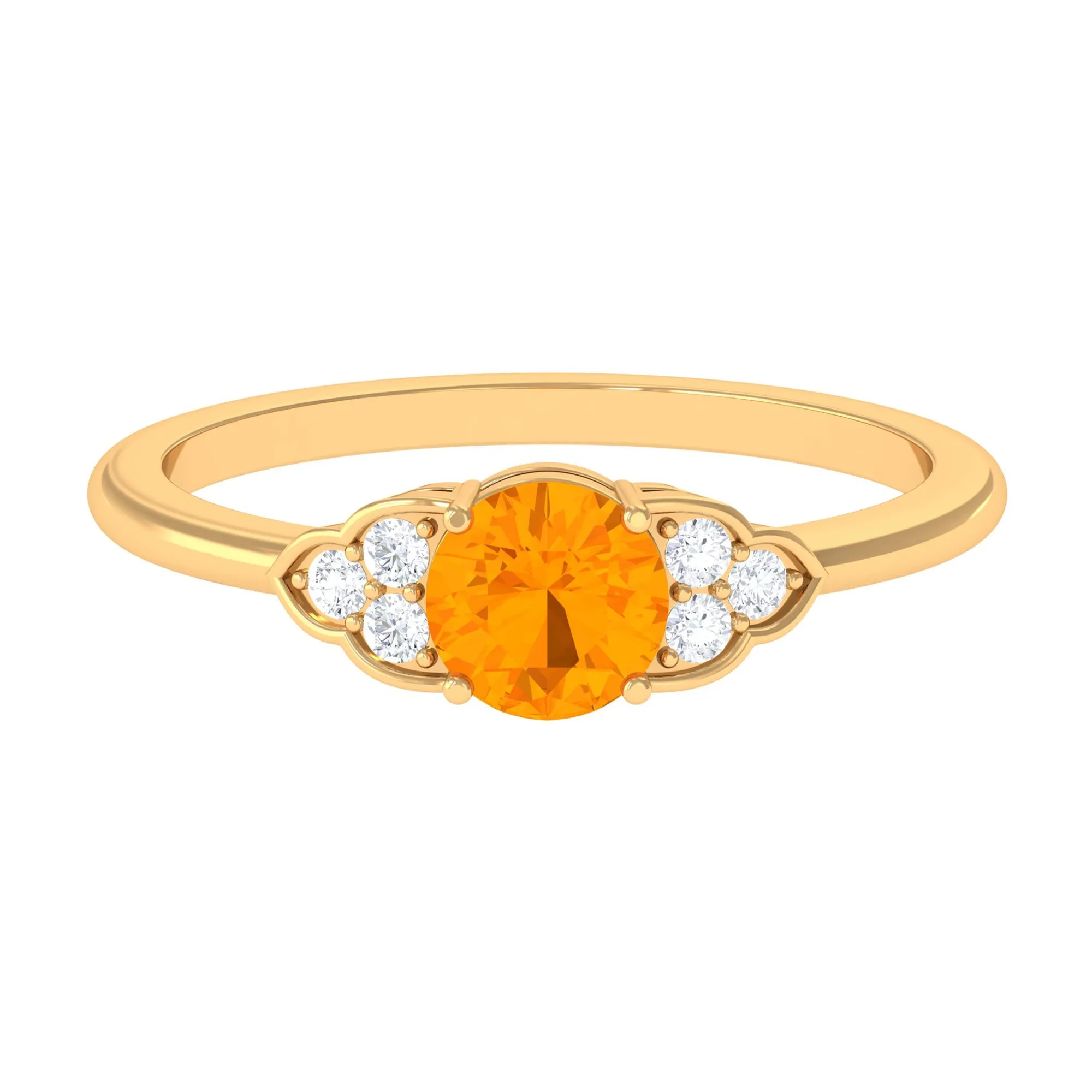 1 CT Fire Opal Engagement Ring with Diamond Trio