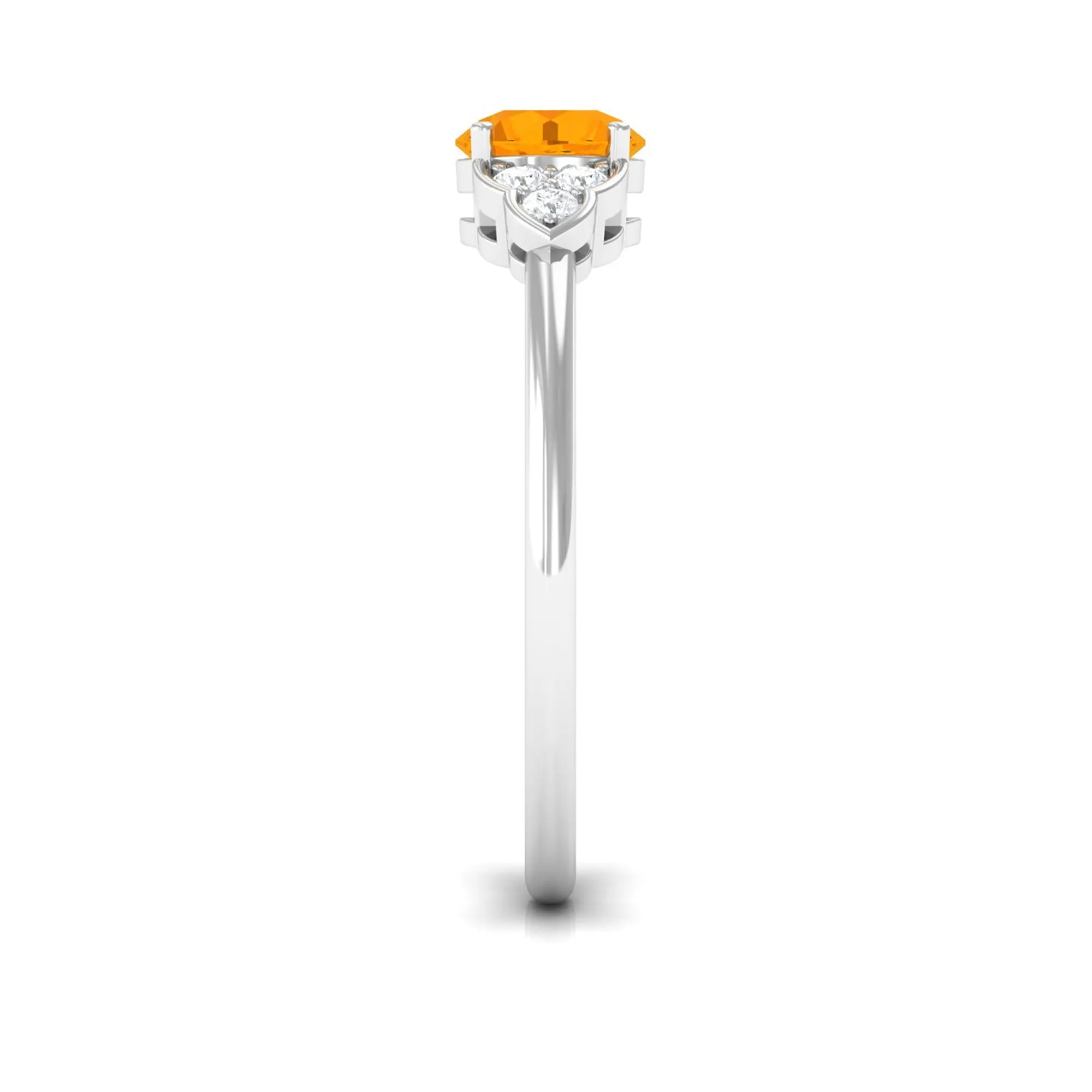 1 CT Fire Opal Engagement Ring with Diamond Trio