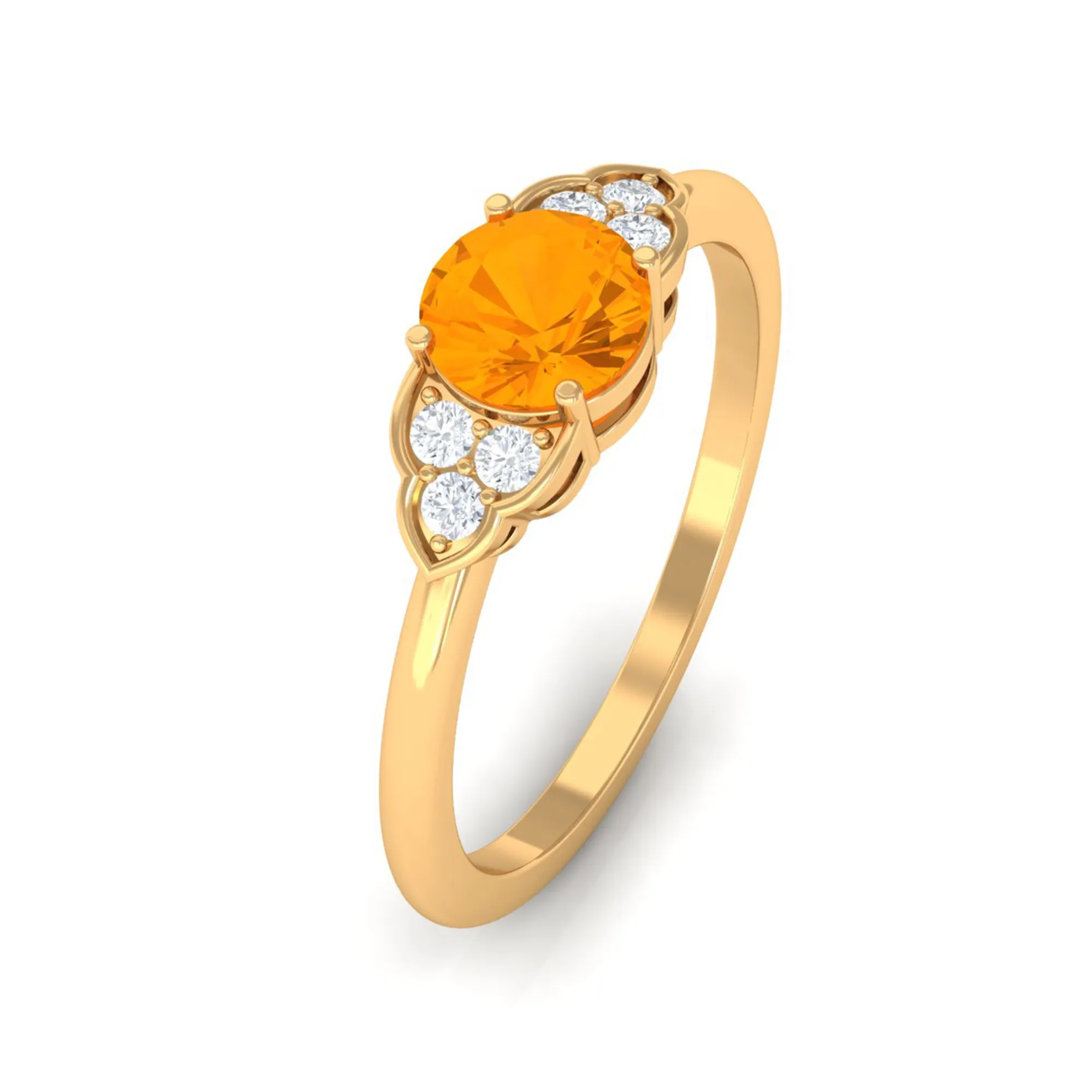 1 CT Fire Opal Engagement Ring with Diamond Trio
