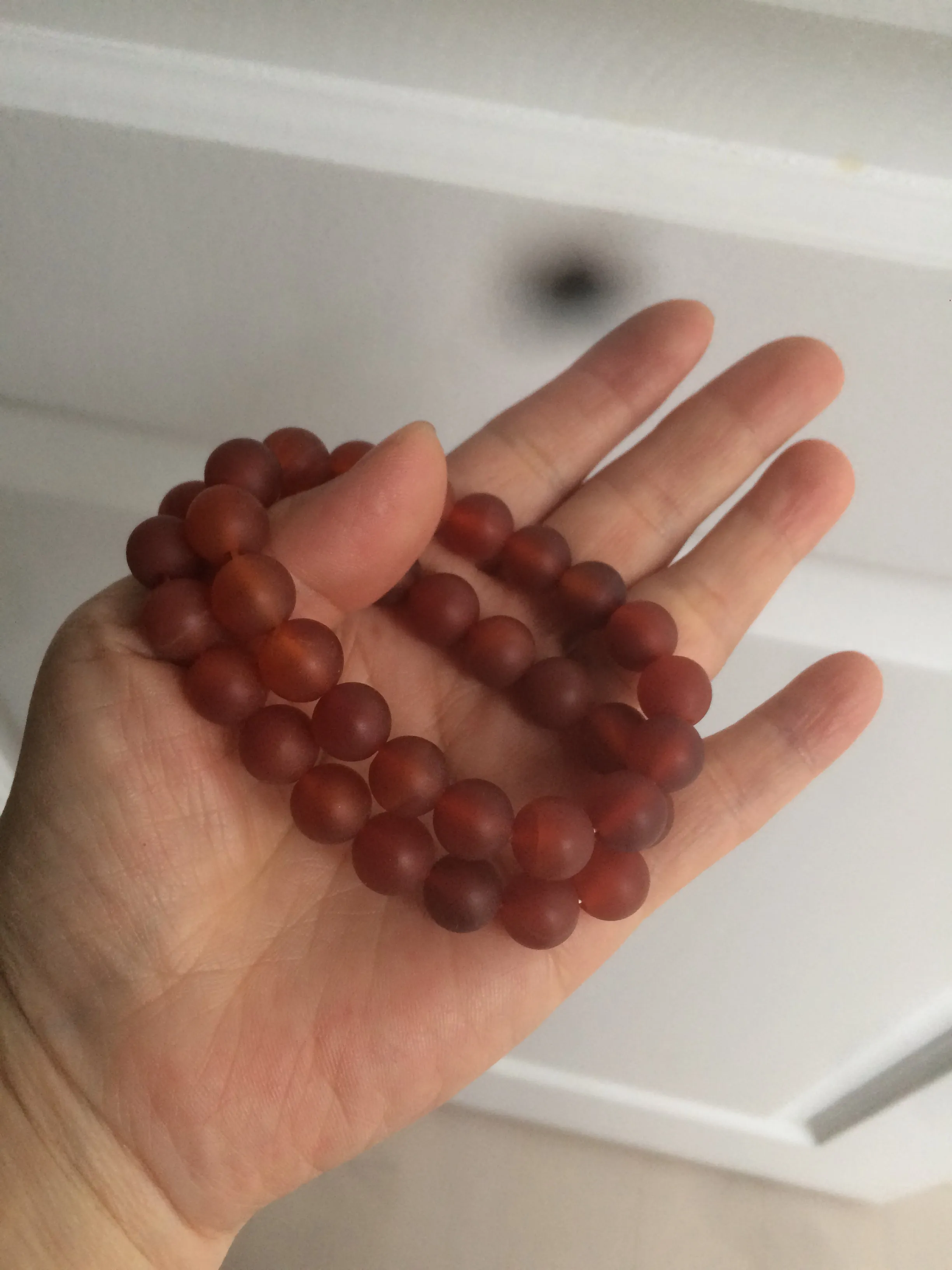 10mm 100% natural frosted glass polished red agate bracelet CB30
