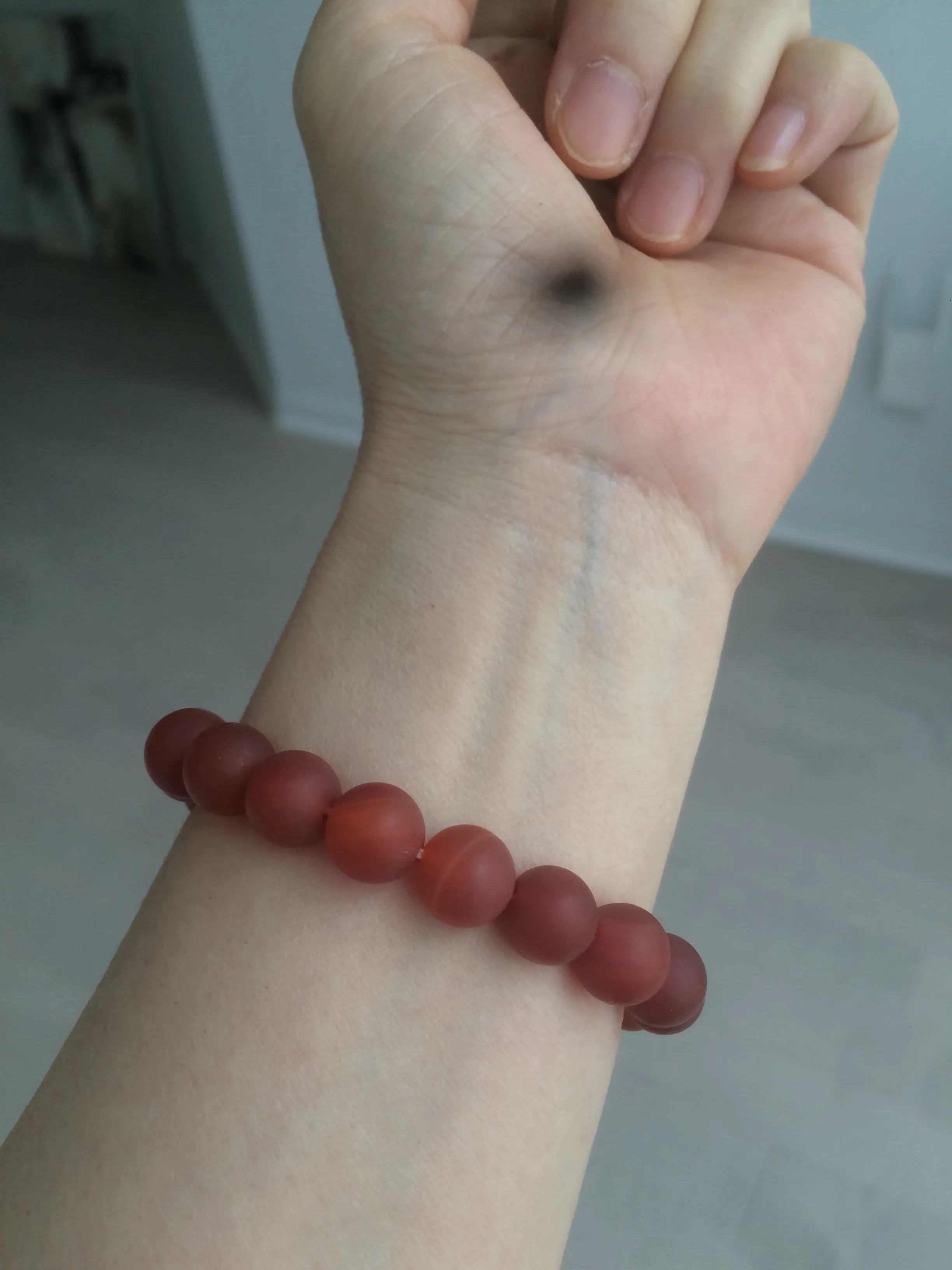 10mm 100% natural frosted glass polished red agate bracelet CB30