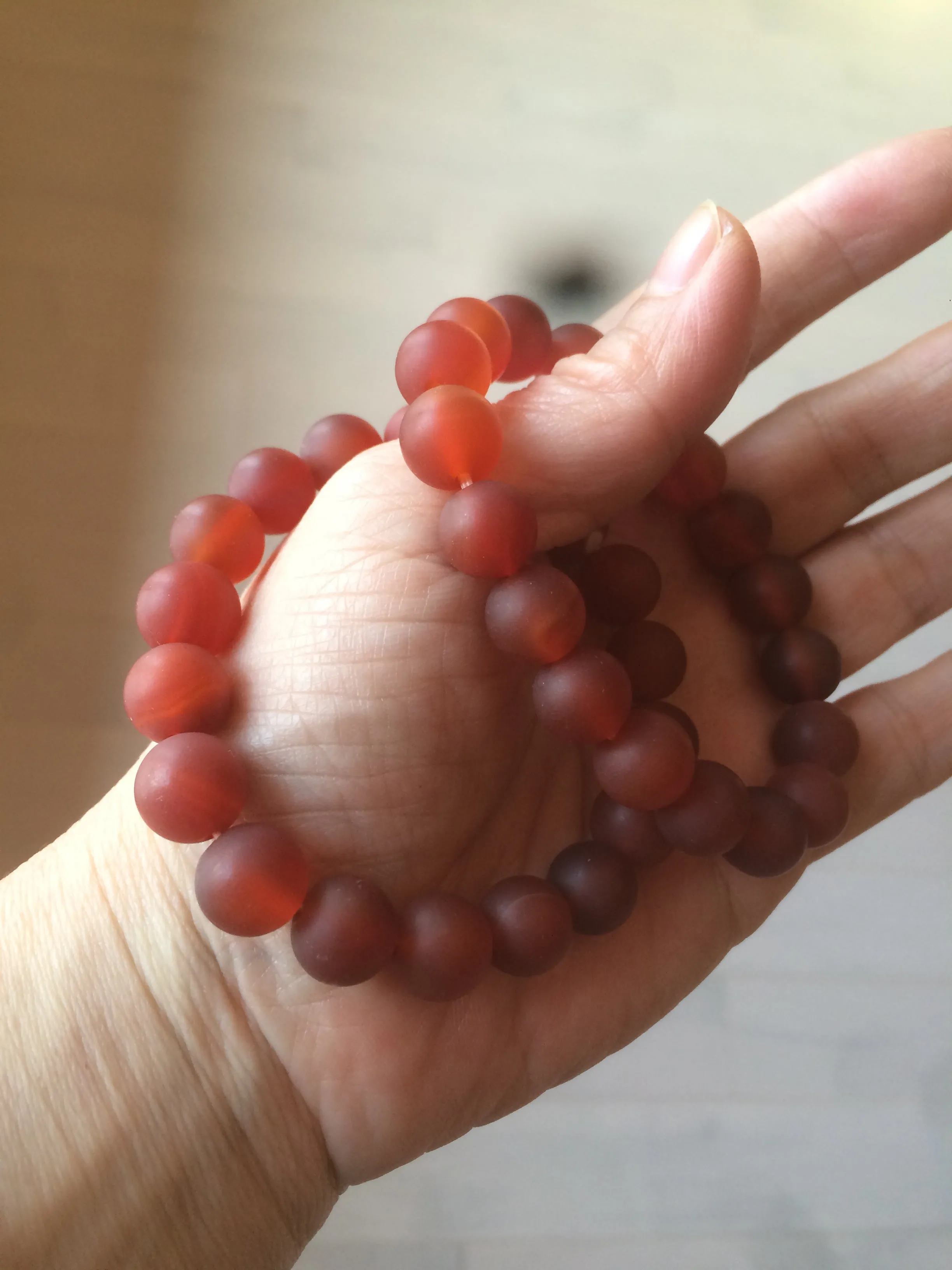 10mm 100% natural frosted glass polished red agate bracelet CB30