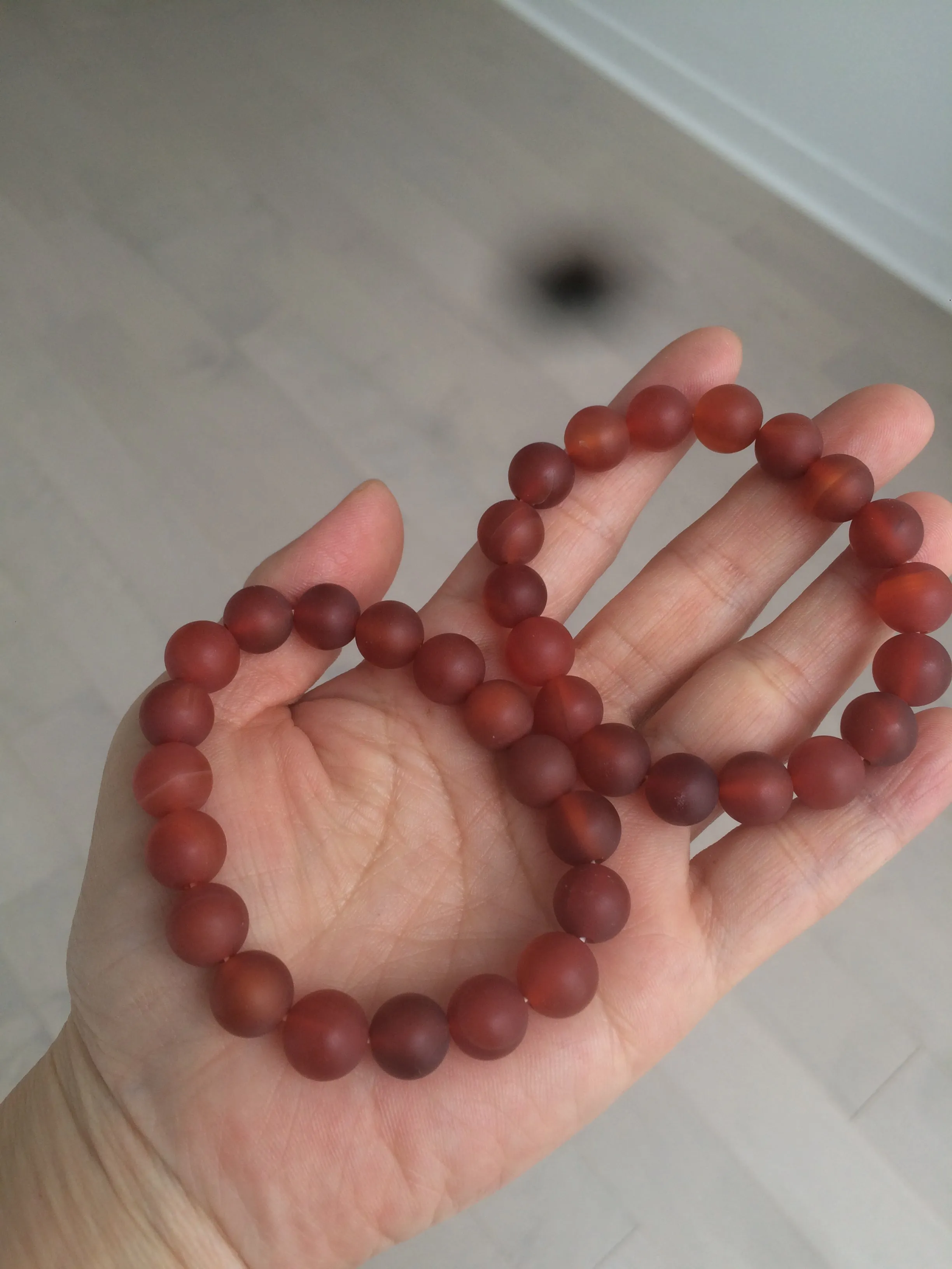 10mm 100% natural frosted glass polished red agate bracelet CB30