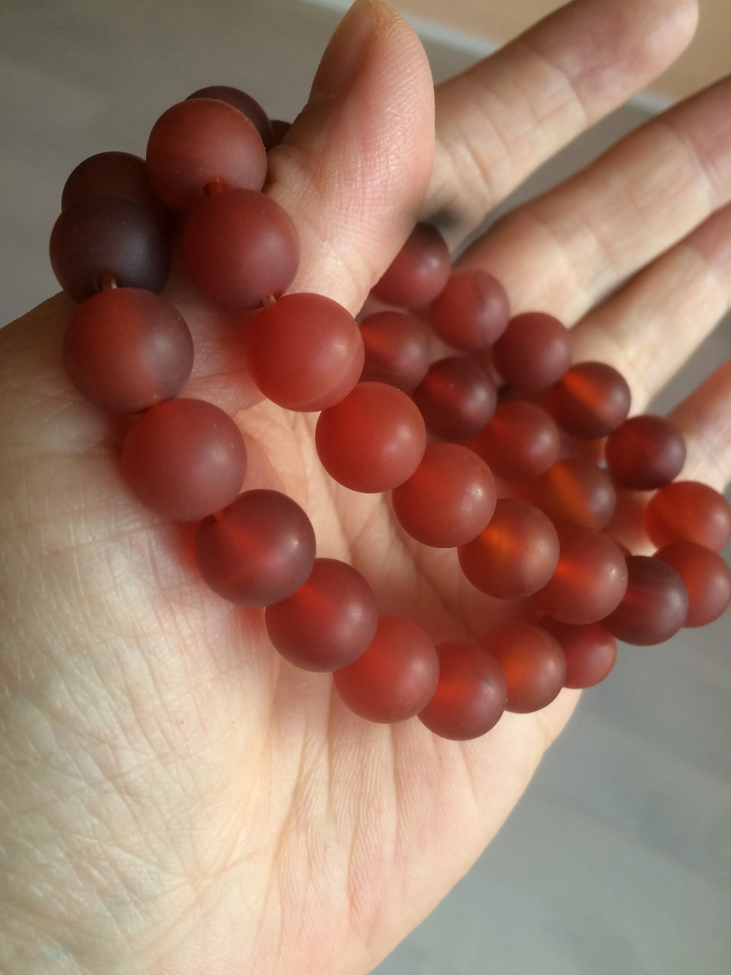 10mm 100% natural frosted glass polished red agate bracelet CB30