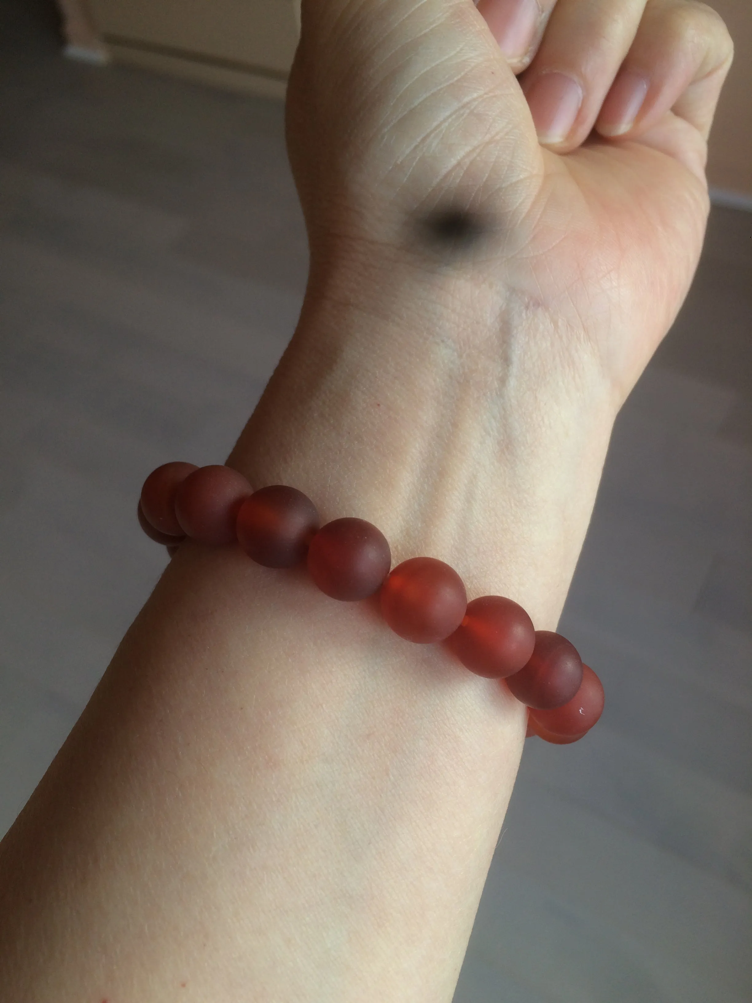 10mm 100% natural frosted glass polished red agate bracelet CB30