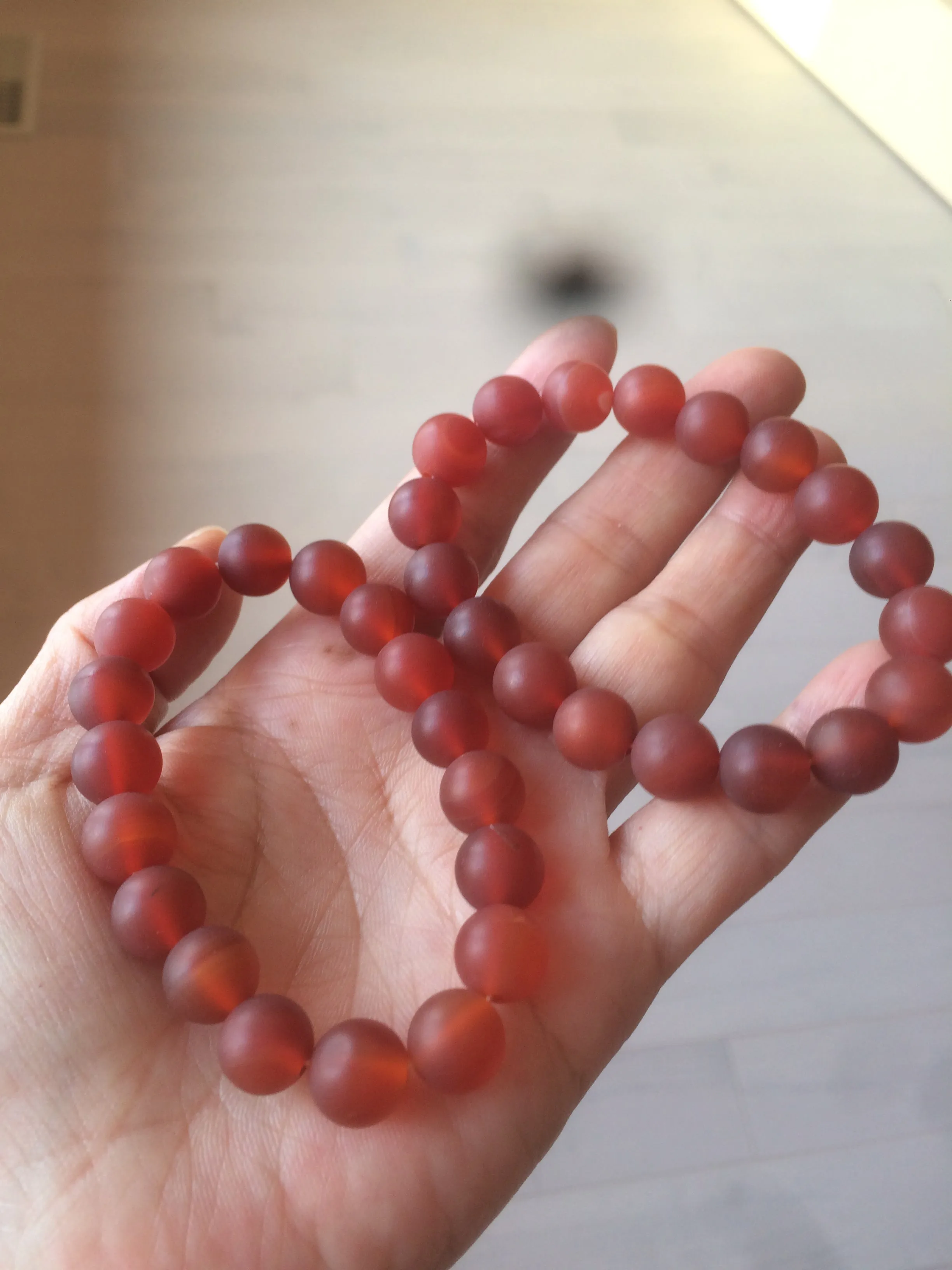 10mm 100% natural frosted glass polished red agate bracelet CB30
