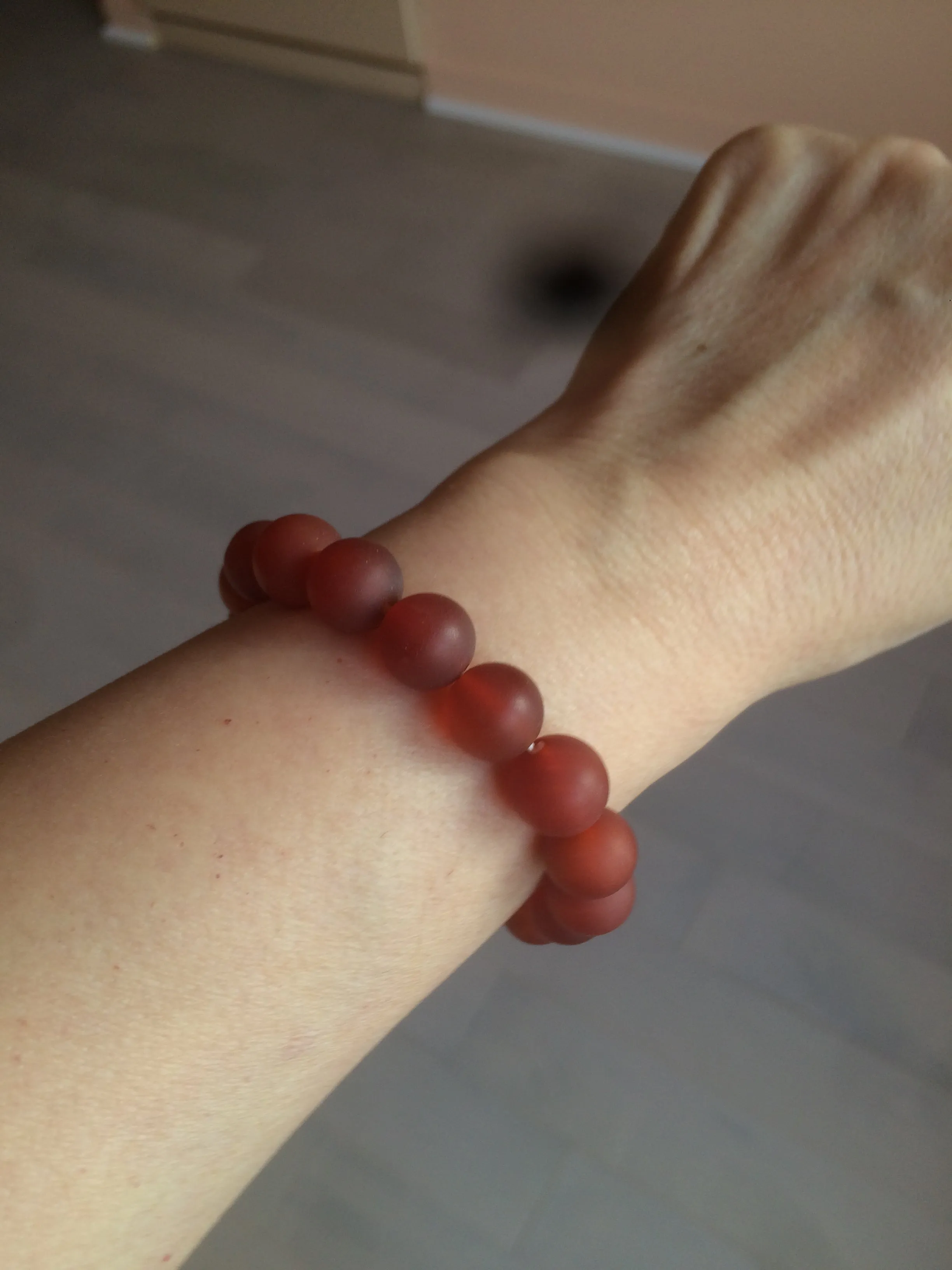10mm 100% natural frosted glass polished red agate bracelet CB30