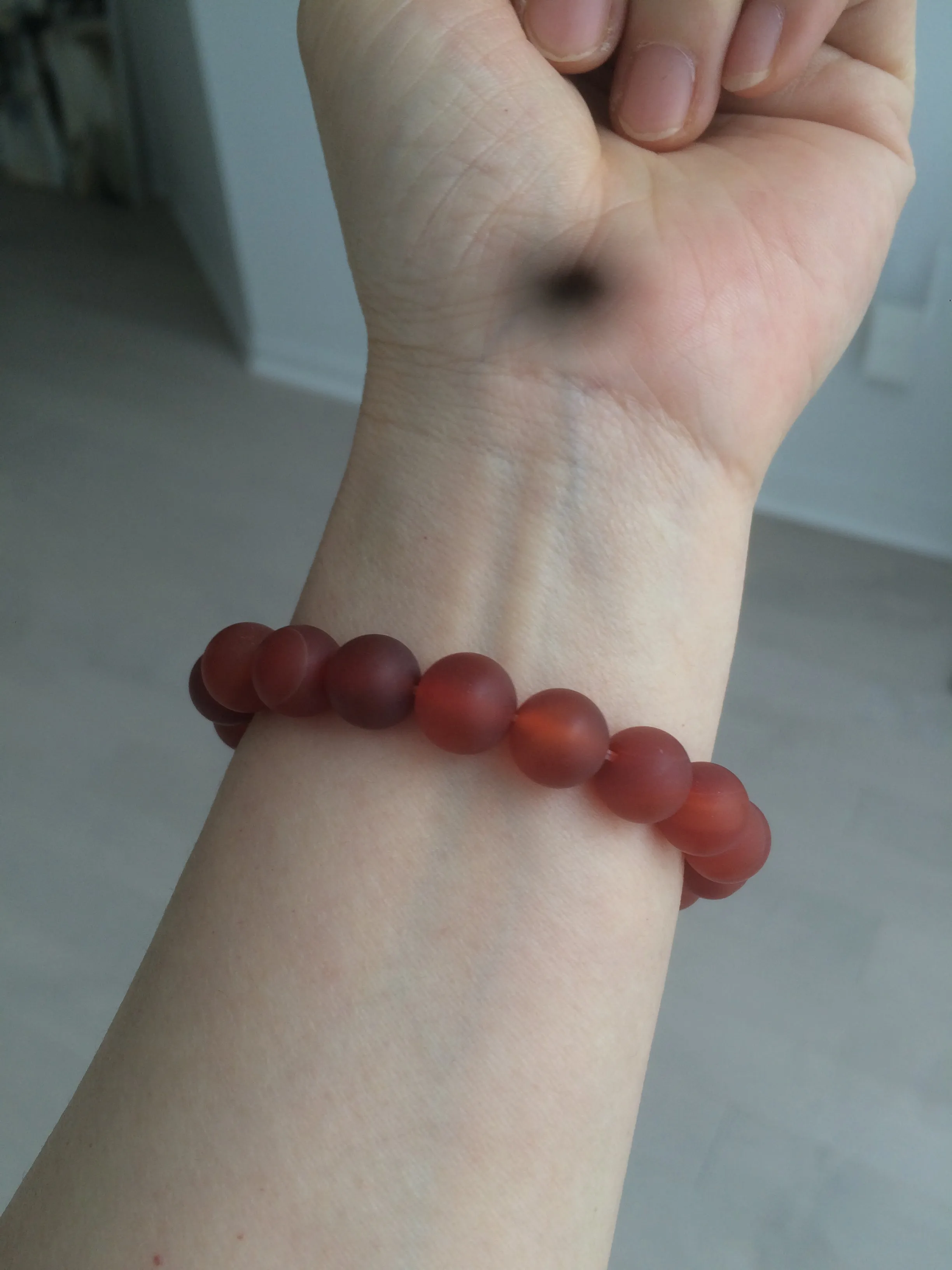 10mm 100% natural frosted glass polished red agate bracelet CB30