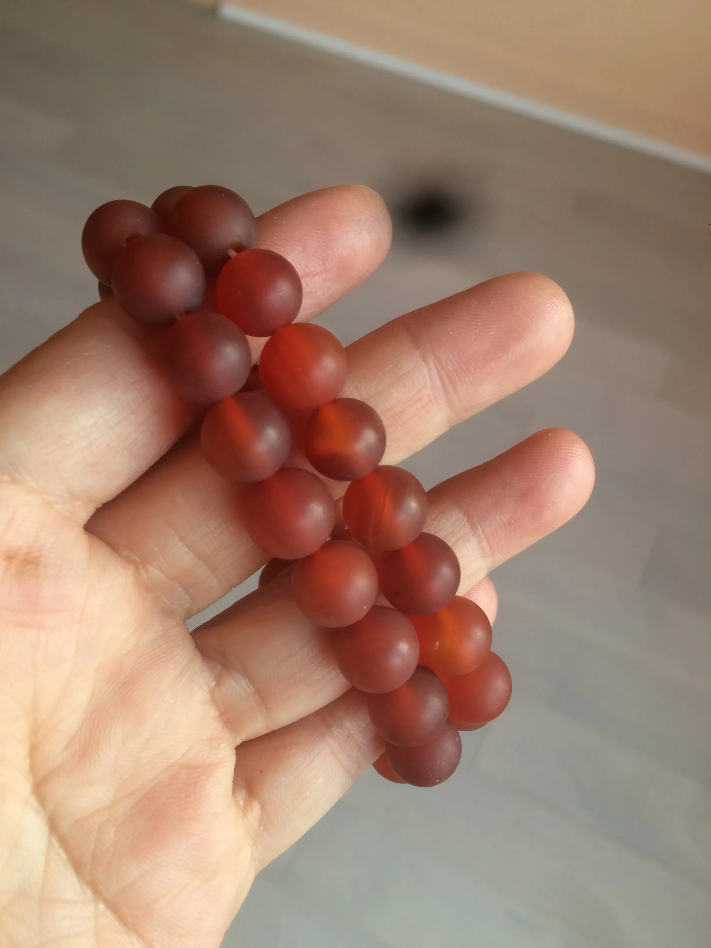 10mm 100% natural frosted glass polished red agate bracelet CB30