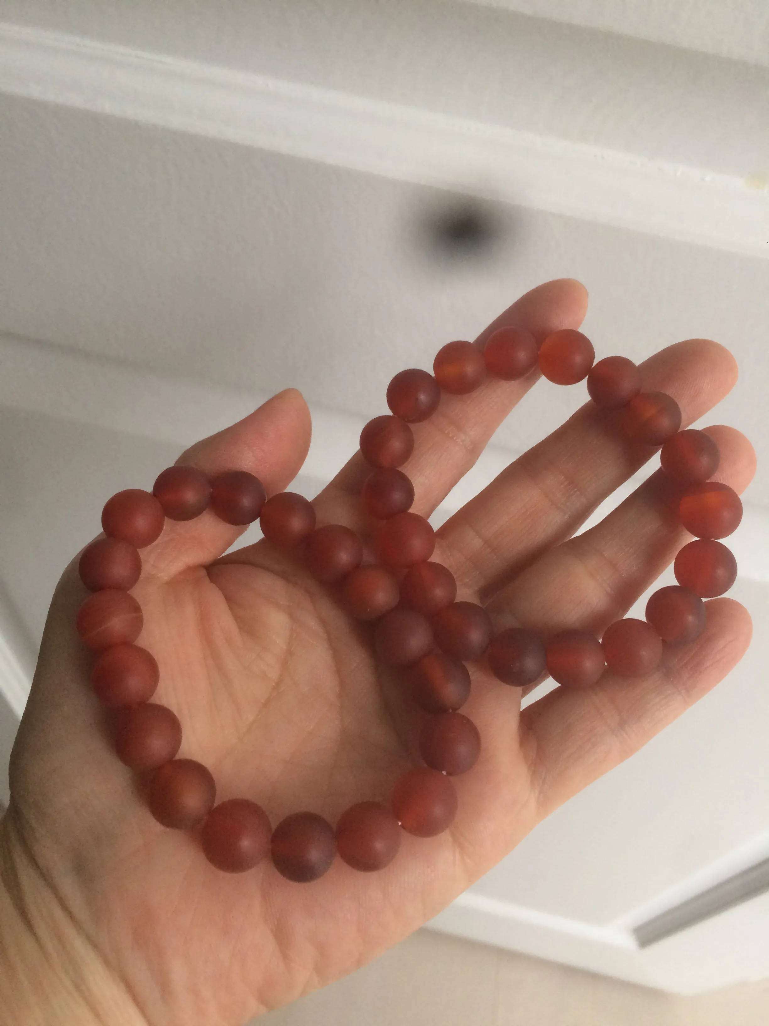 10mm 100% natural frosted glass polished red agate bracelet CB30