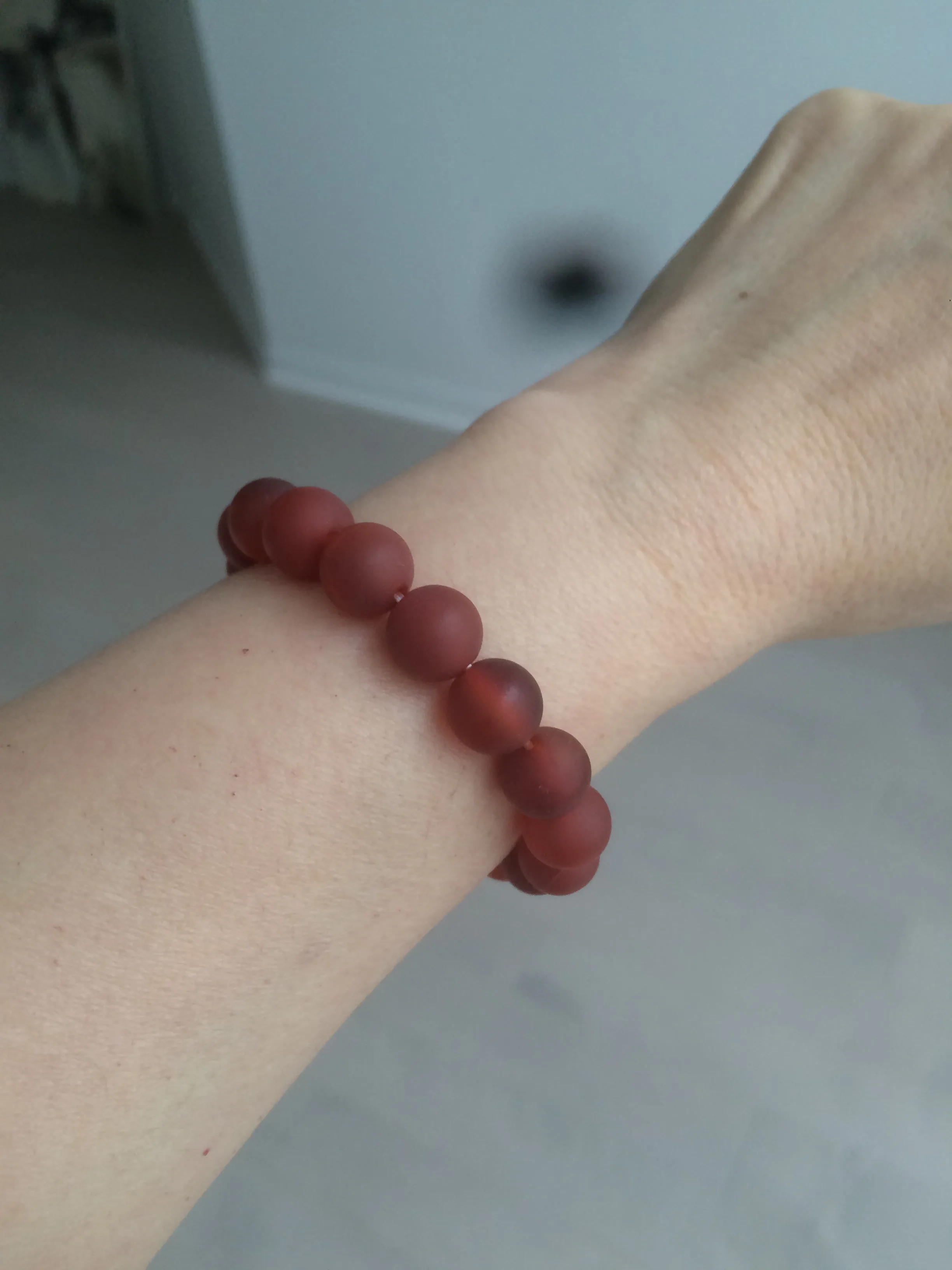 10mm 100% natural frosted glass polished red agate bracelet CB30