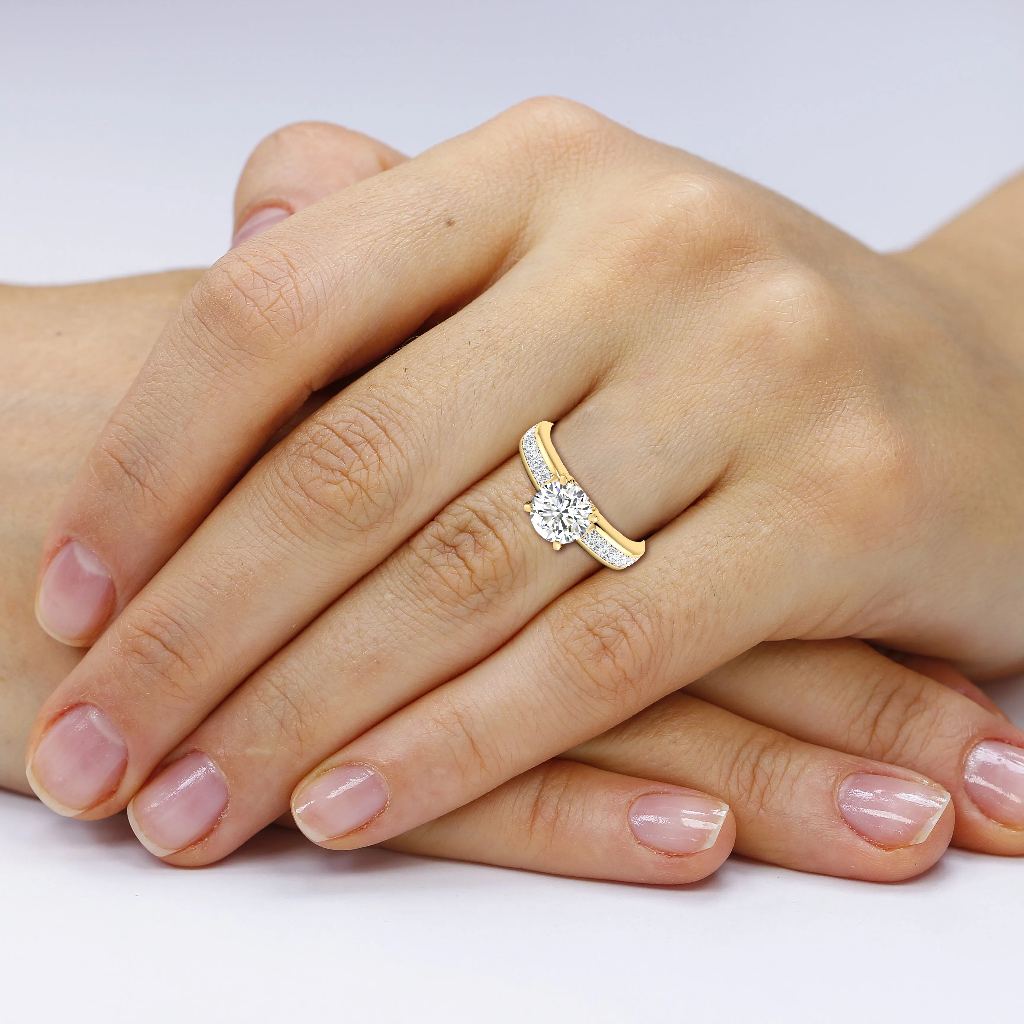 1.20-3.70 CT Princess & Round Cut Lab Grown Diamonds - Engagement Ring