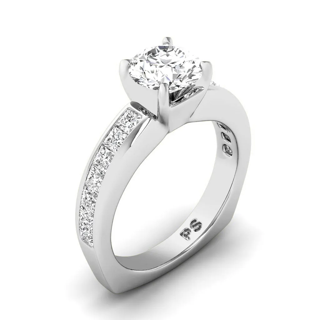 1.20-3.70 CT Princess & Round Cut Lab Grown Diamonds - Engagement Ring