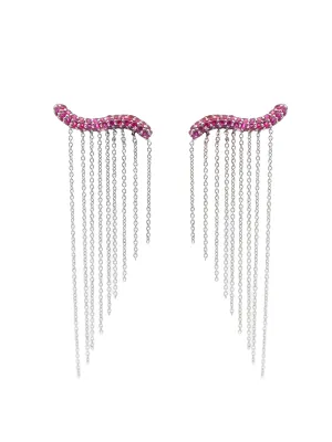 1.20ct Ruby 18K Gold Tassel Drop Earrings