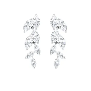 1.25 CT Marquise Shape Zircon Leaf Dangle Earrings in Gold