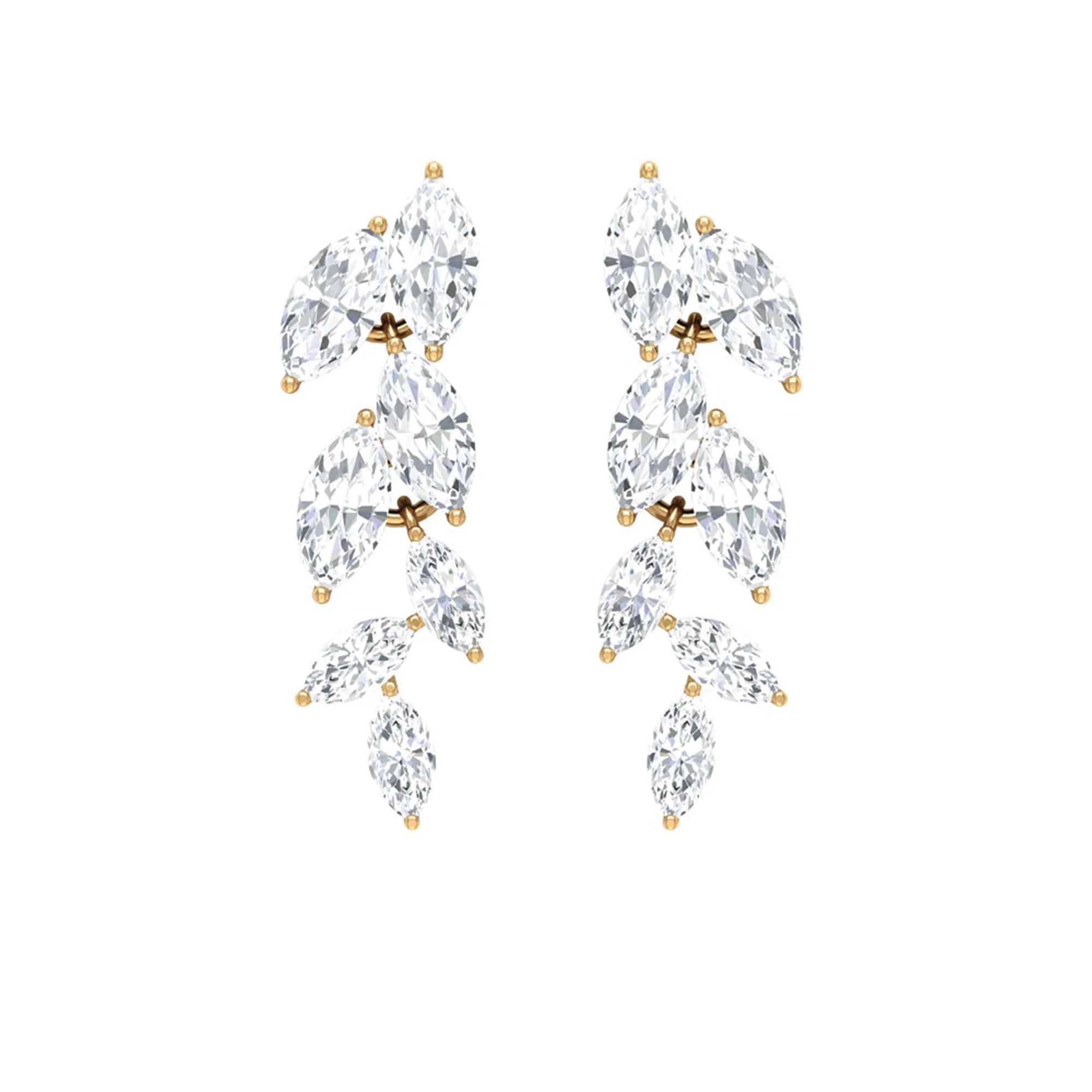 1.25 CT Marquise Shape Zircon Leaf Dangle Earrings in Gold