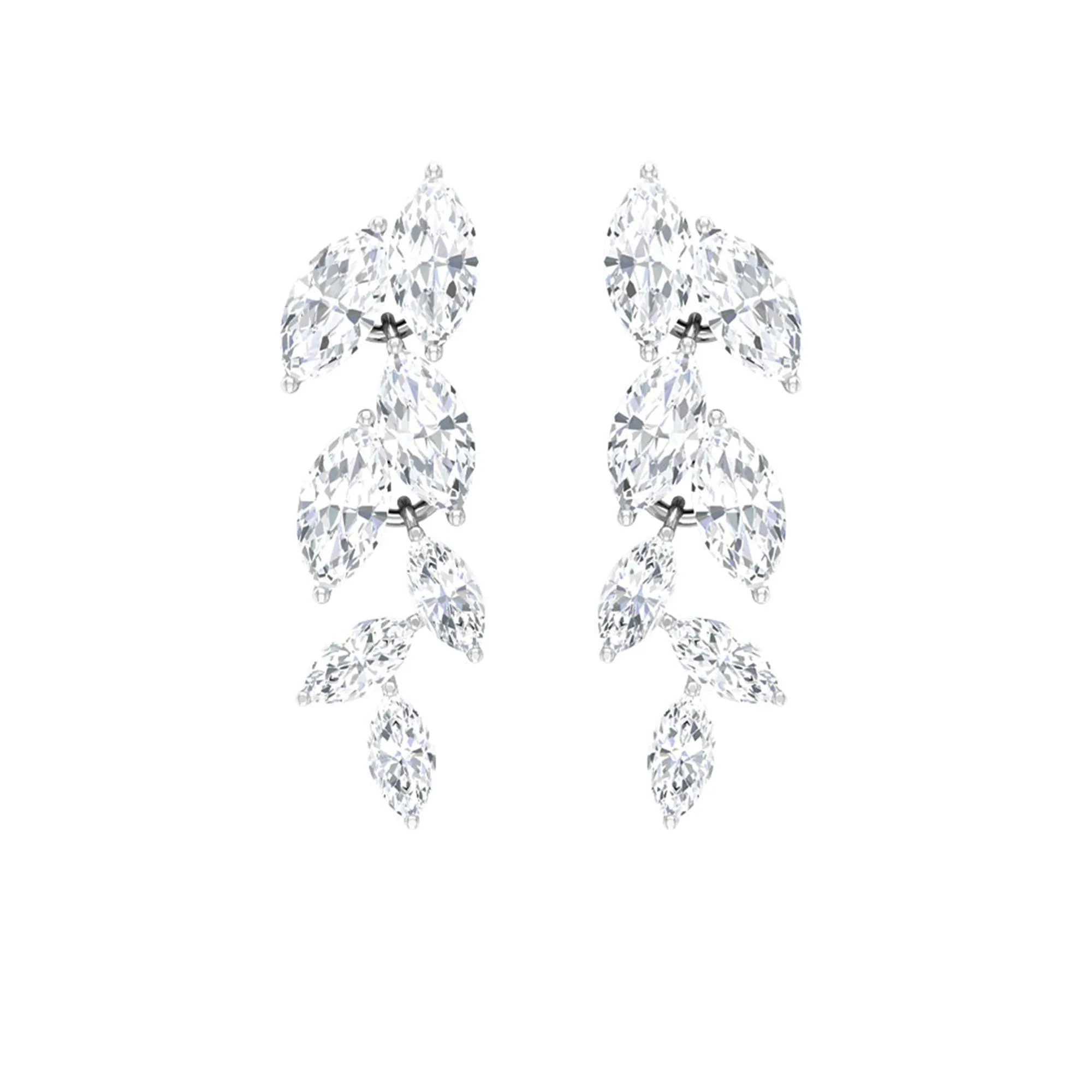 1.25 CT Marquise Shape Zircon Leaf Dangle Earrings in Gold