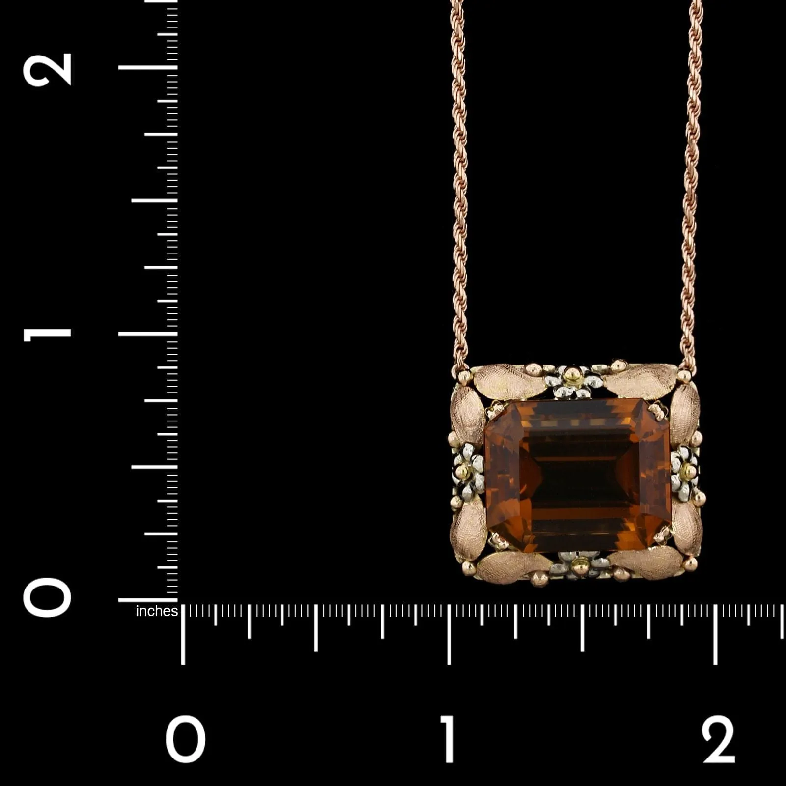 14K Tricolor Gold Estate Citrine Pendant