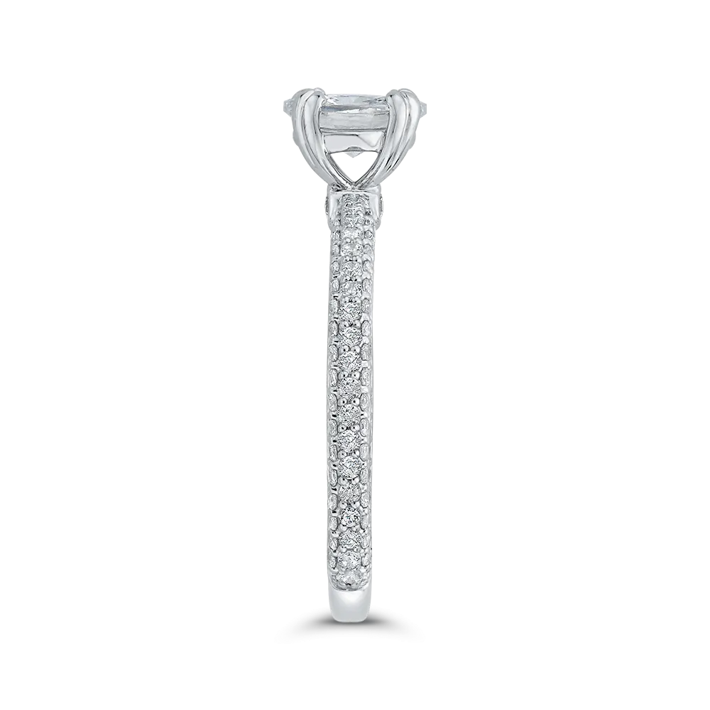 14K White Gold Oval Diamond Classic Engagement Ring