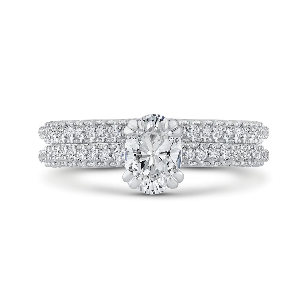 14K White Gold Oval Diamond Classic Engagement Ring