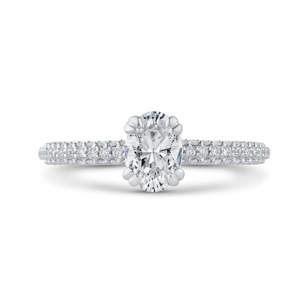 14K White Gold Oval Diamond Classic Engagement Ring