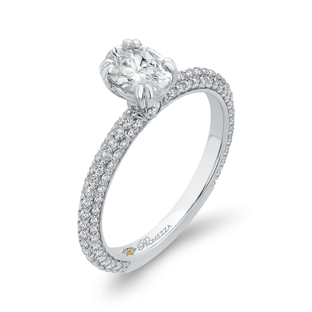 14K White Gold Oval Diamond Classic Engagement Ring
