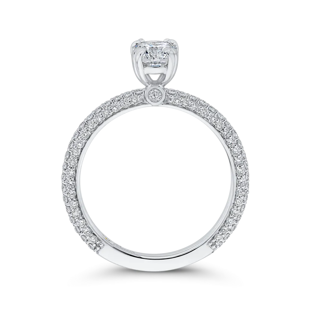 14K White Gold Oval Diamond Classic Engagement Ring