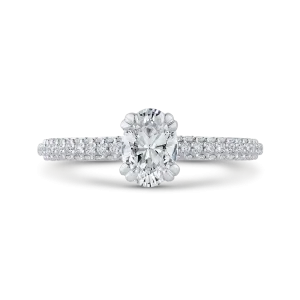 14K White Gold Oval Diamond Classic Engagement Ring