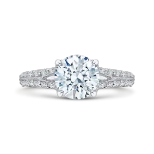 14K White Gold Round Diamond Engagement Ring with Split Shank (Semi Mount)