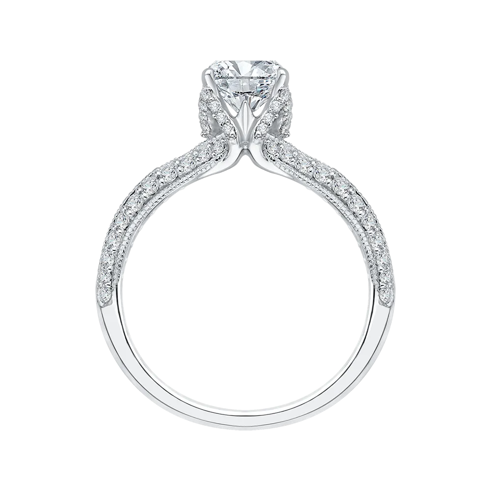 14K White Gold Round Diamond Engagement Ring with Split Shank (Semi Mount)