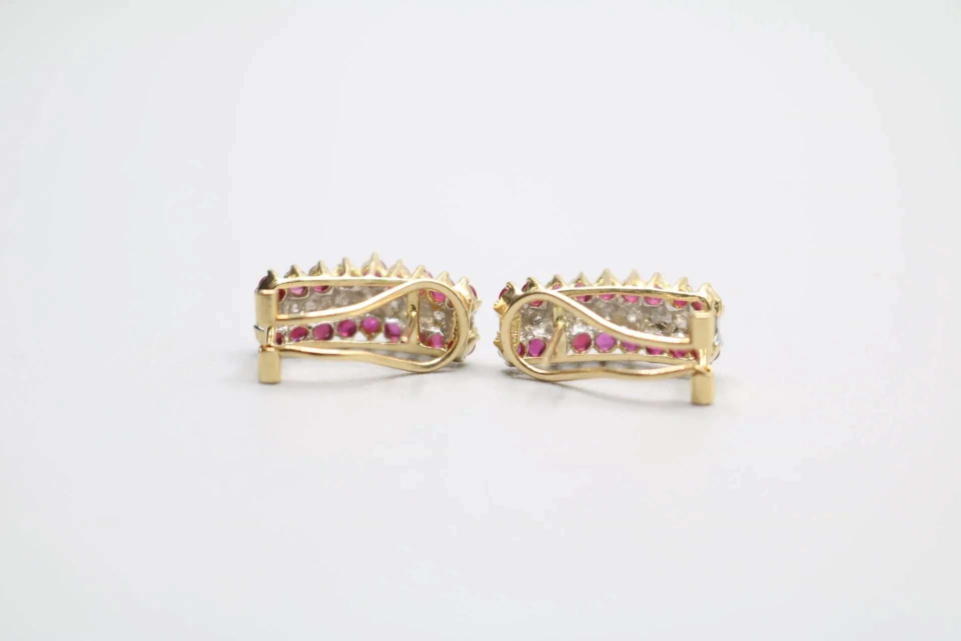 14K Yellow Gold Diamond & Ruby Lever Earrings (0.18 CTW)