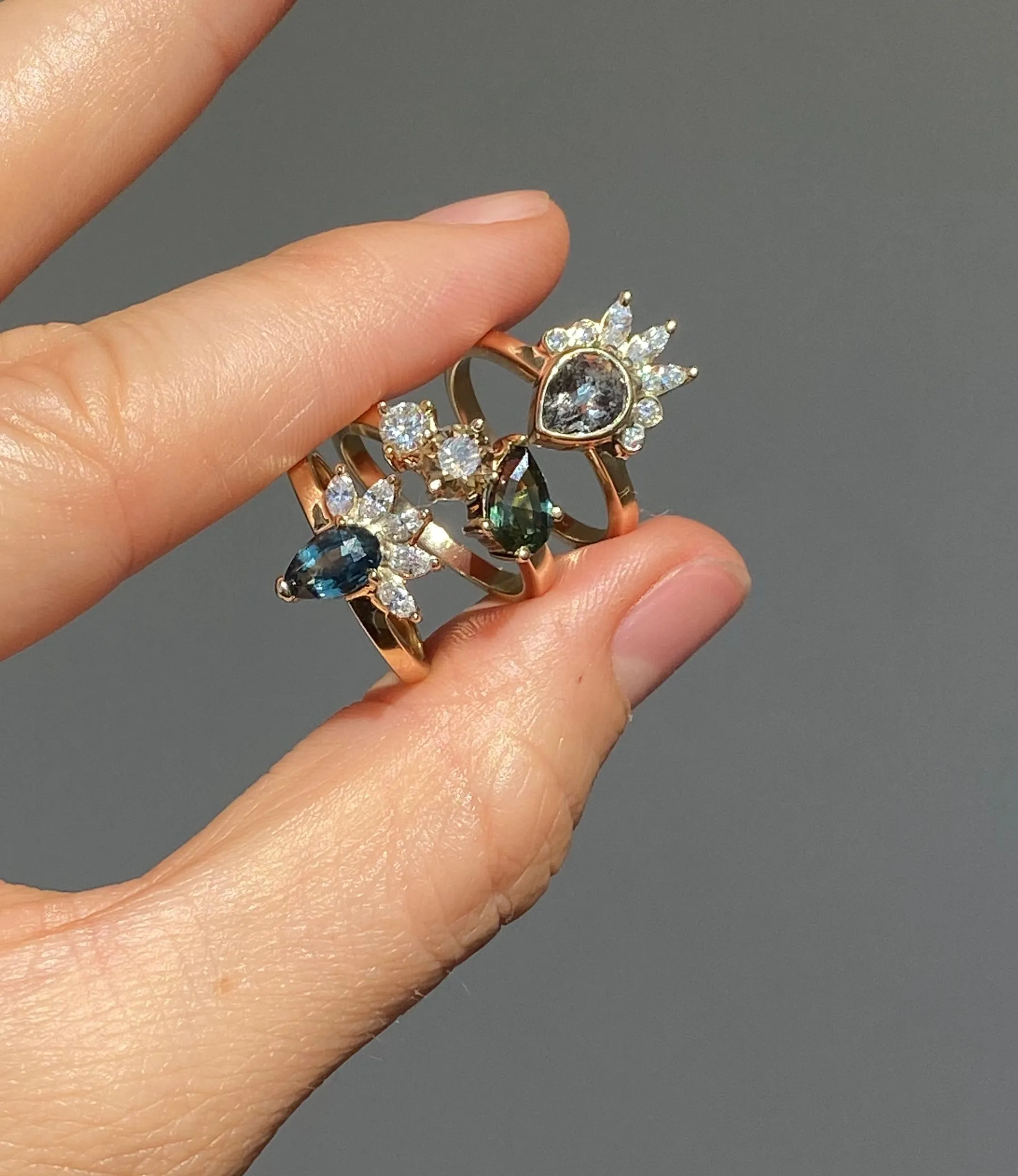 14k Yellow Gold Etherial Sapphire & Marquise Band
