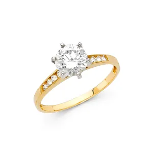 14KY CZ Round Eternity Engagement Ring