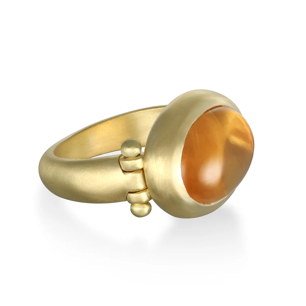 18 Karat Gold Citrine Hinge Bezel Ring