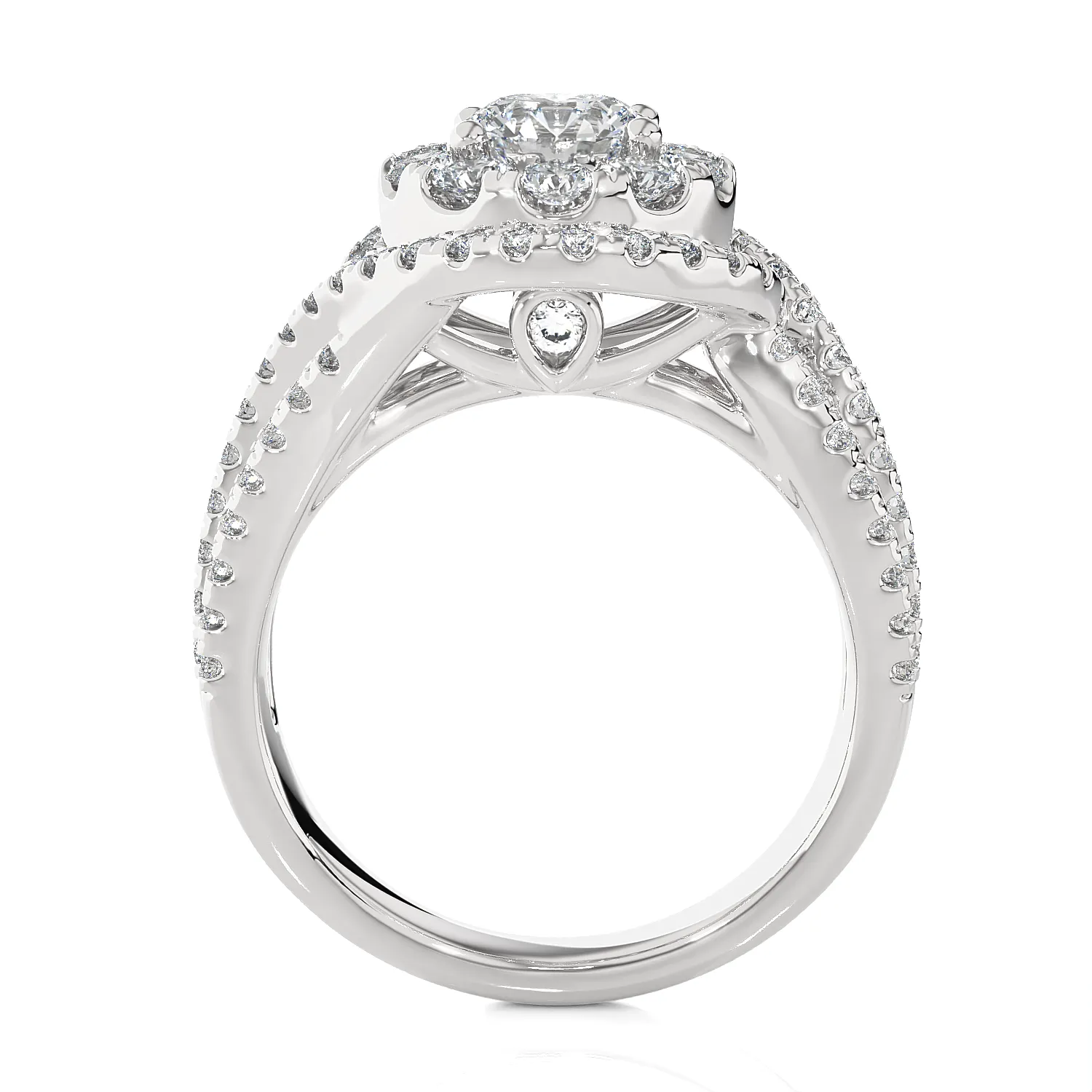 2 1/5 ctw Round Lab Grown Diamond Halo Engagement Ring