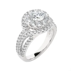 2 1/5 ctw Round Lab Grown Diamond Halo Engagement Ring
