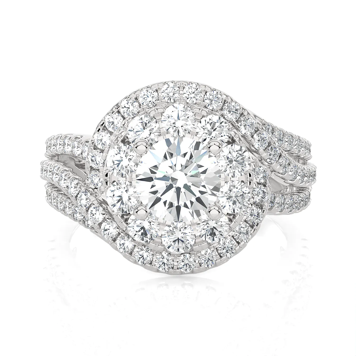 2 1/5 ctw Round Lab Grown Diamond Halo Engagement Ring