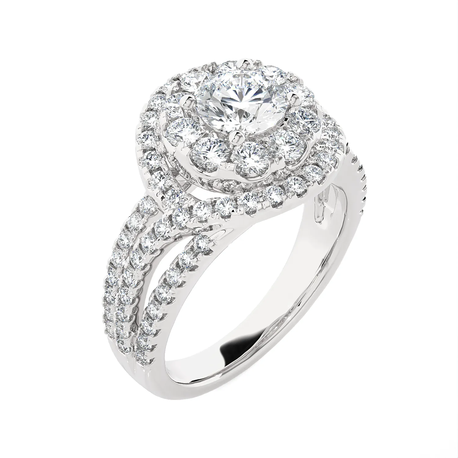 2 1/5 ctw Round Lab Grown Diamond Halo Engagement Ring