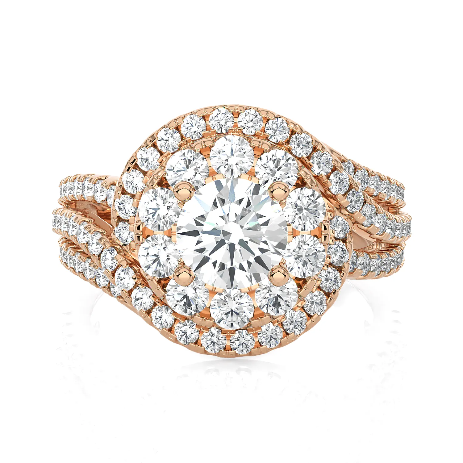 2 1/5 ctw Round Lab Grown Diamond Halo Engagement Ring