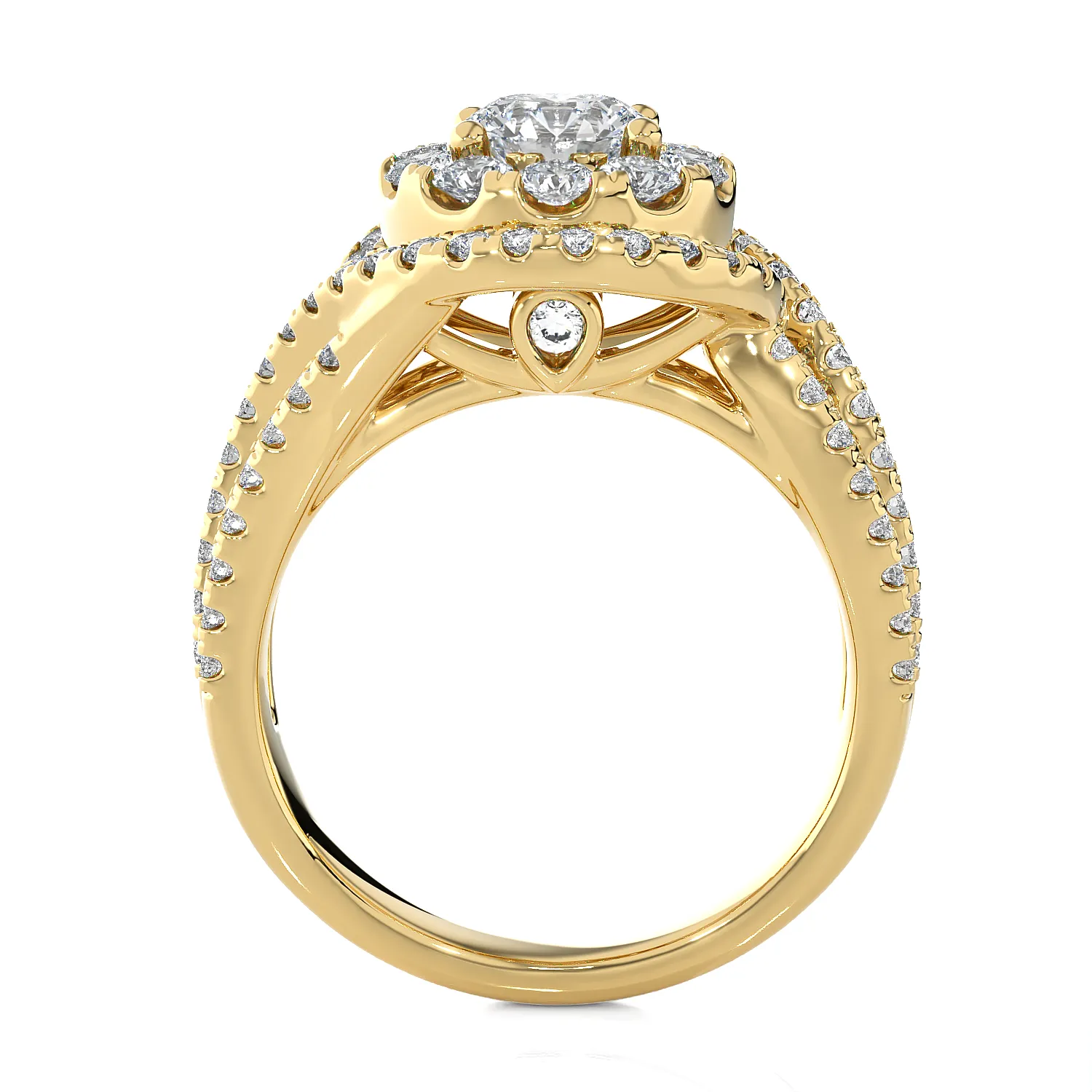 2 1/5 ctw Round Lab Grown Diamond Halo Engagement Ring