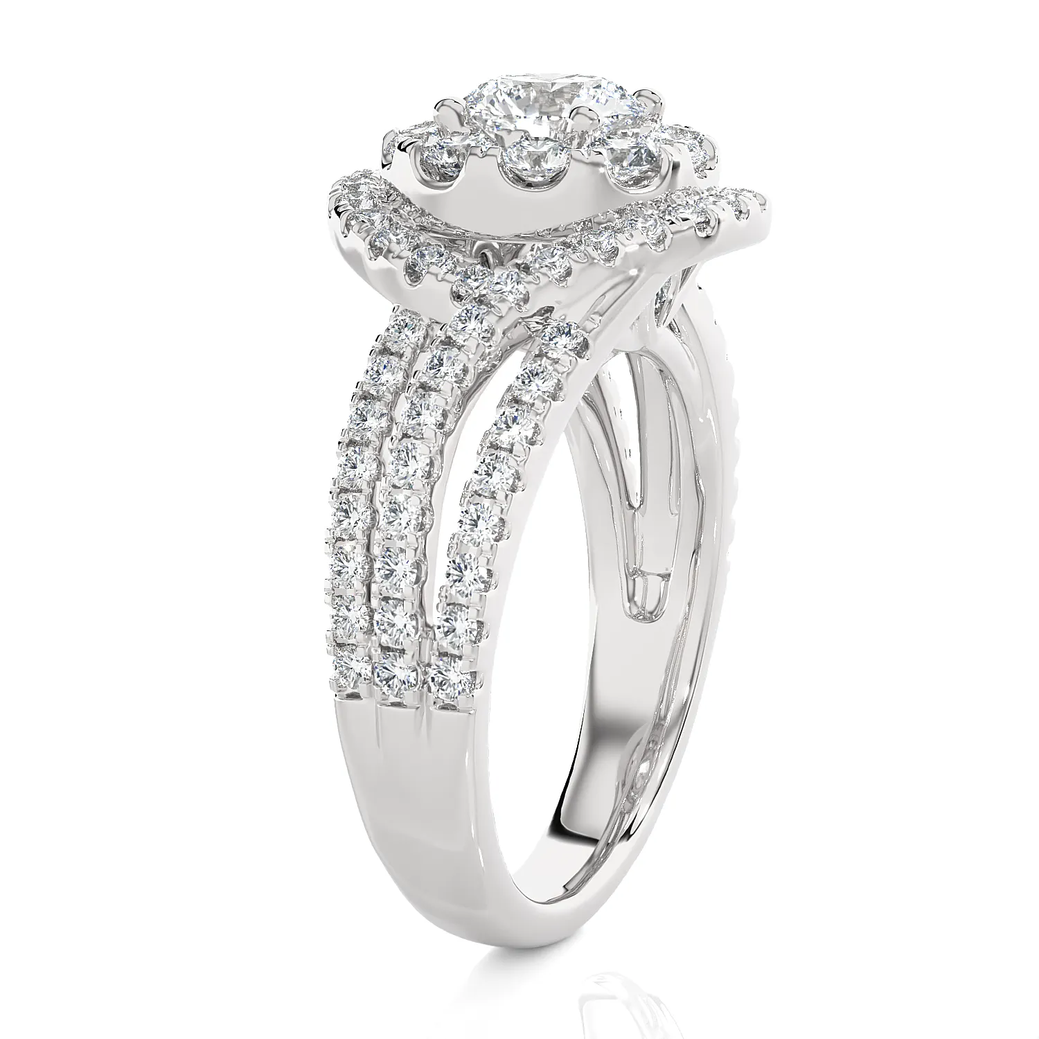2 1/5 ctw Round Lab Grown Diamond Halo Engagement Ring