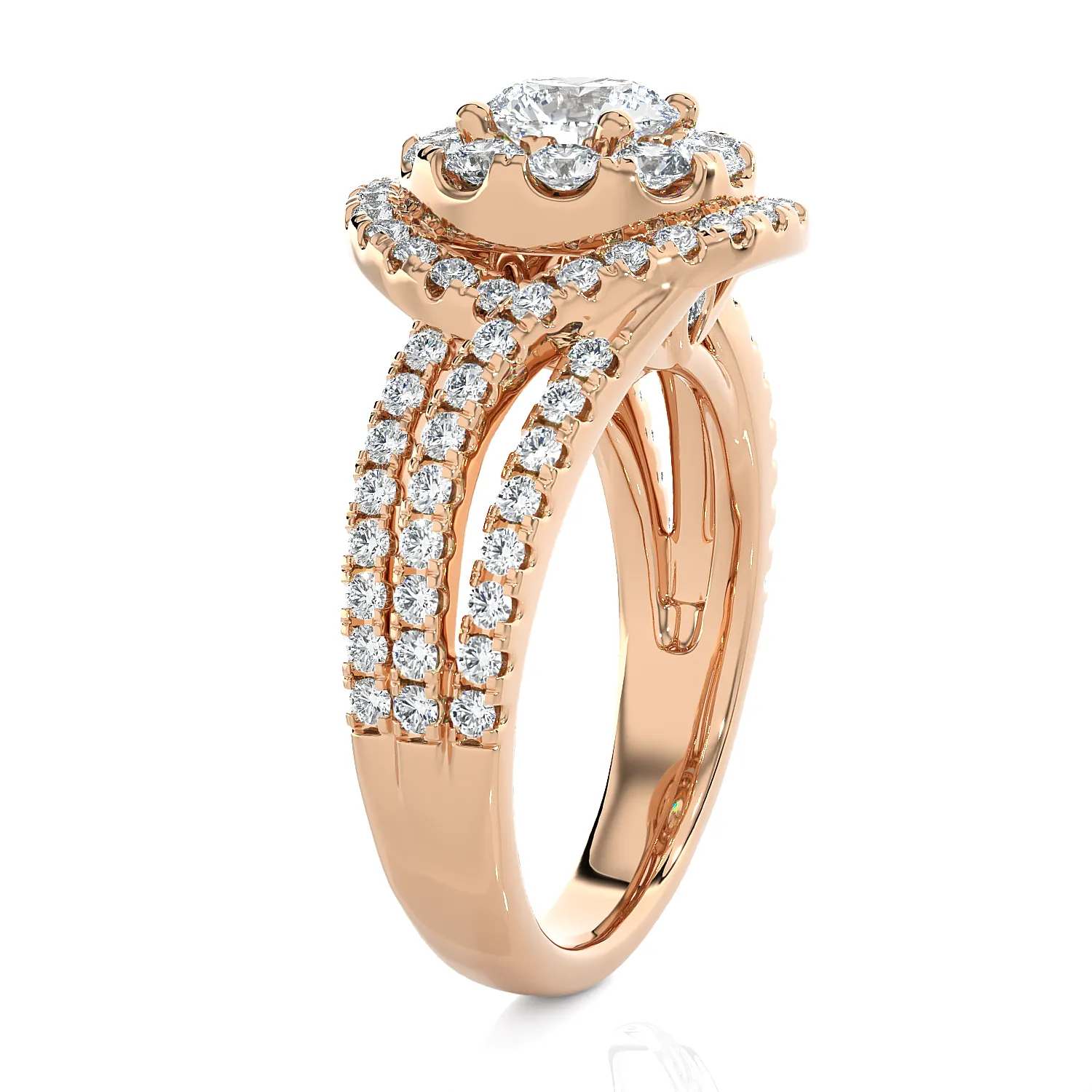2 1/5 ctw Round Lab Grown Diamond Halo Engagement Ring