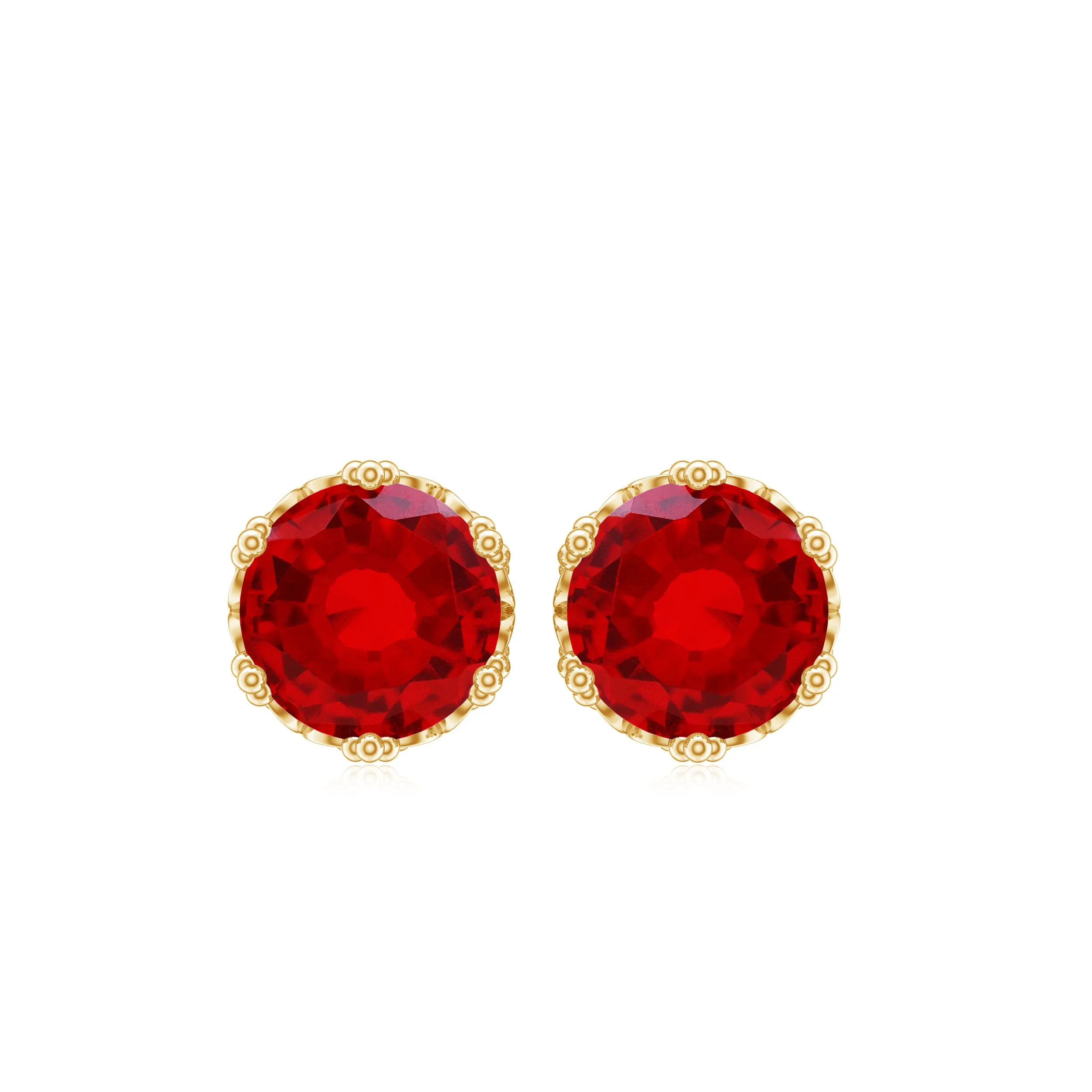 2 CT Lab Created Ruby Solitaire Stud Earring in Crown Setting