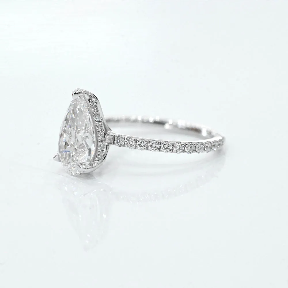 2.00-2.99 Carat Pear Lab Grown Diamond Engagement Ring with Signature Setting