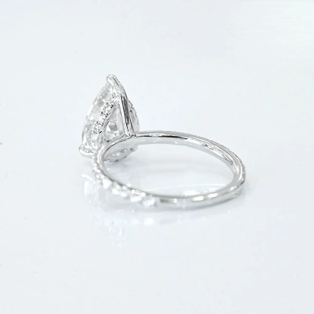 2.00-2.99 Carat Pear Lab Grown Diamond Engagement Ring with Signature Setting