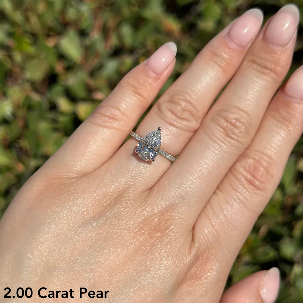 2.00-2.99 Carat Pear Lab Grown Diamond Engagement Ring with Signature Setting